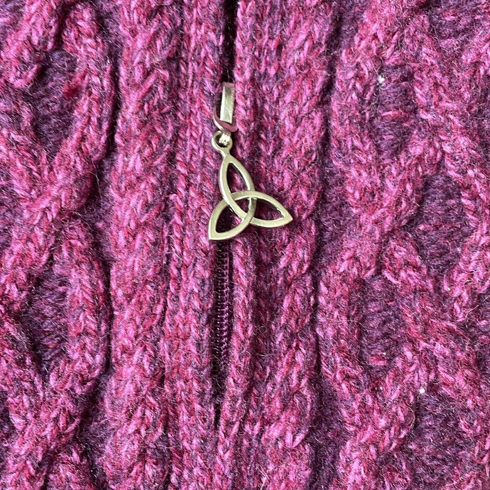 Aran Crafts Raspberry Cable Knit Cardigan - Picture 3 of 8